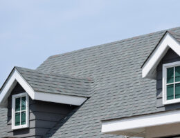 View of an asphalt roof on a Massachusetts home