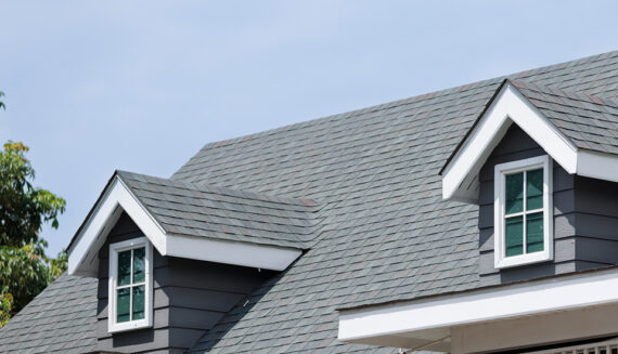 View of an asphalt roof on a Massachusetts home