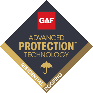 An advertisement for GAF Advanced Protection Technology, a product for residential roofing