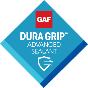 An advertisement for GAF Dura Grip Advanced Sealant