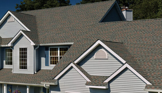 View of an asphalt roof from the front of the house